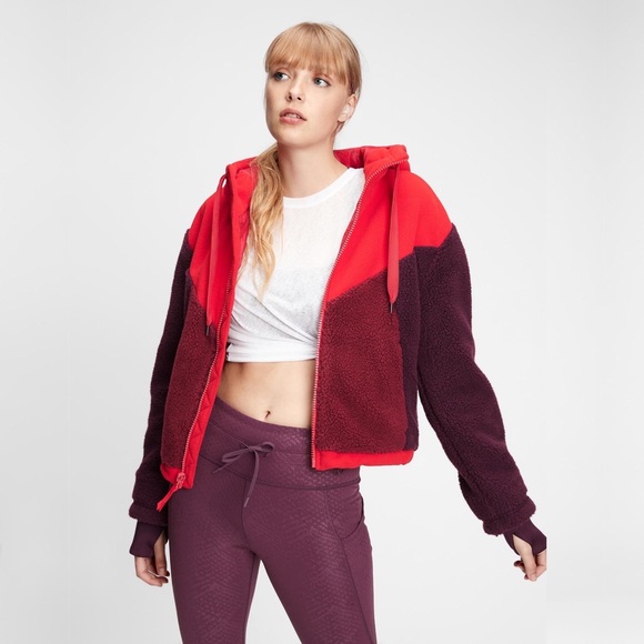 gap fit  sherpa fleece hooded jacket m tall - Picture 4 of 16